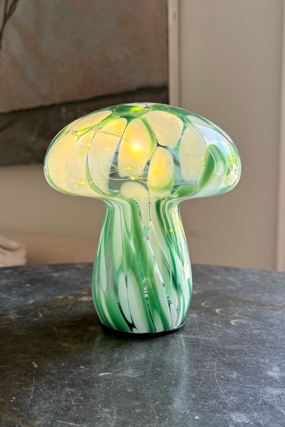 Lámpara Seta De Vidrio Efecto Degradado Blanco Y Verde Cristina Oria 