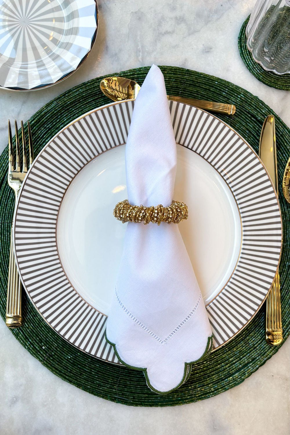 Servilletero Dorado Bordado Con Cuentas Cristina Oria 