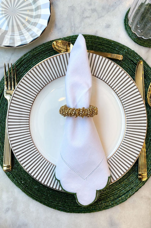 Servilletero Dorado Bordado Con Cuentas Cristina Oria 