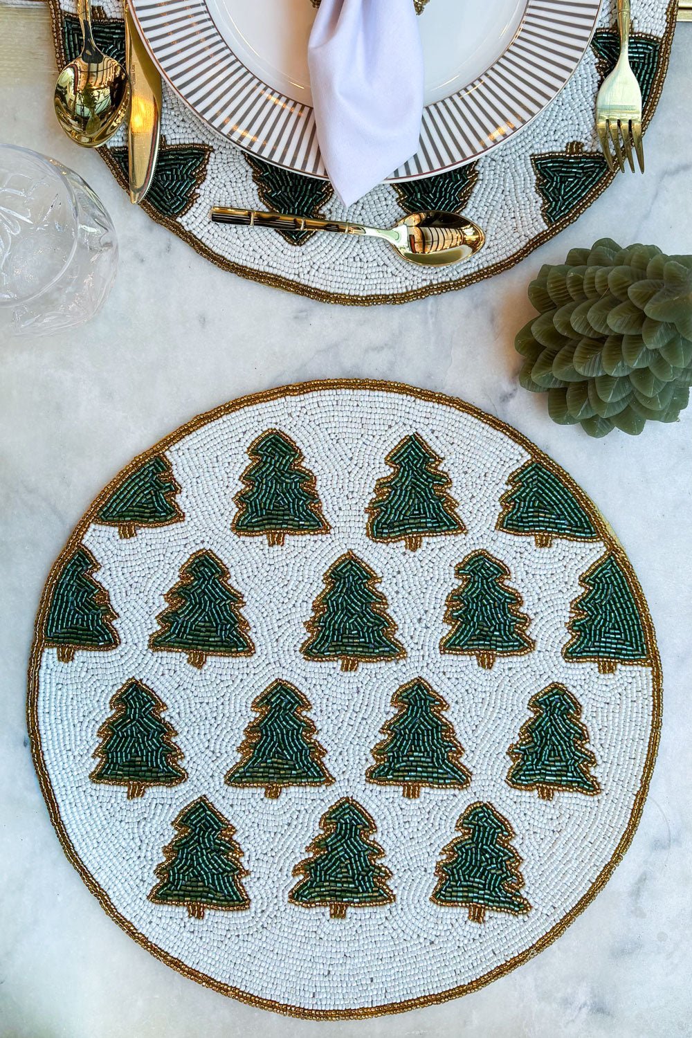 Individual Árboles De Navidad Bordado Con Cuentas Cristina Oria 