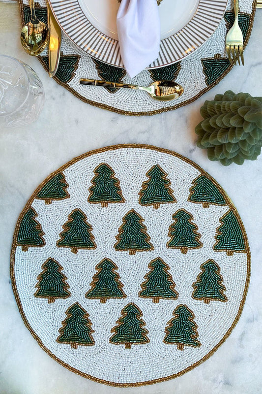 Individual Árboles De Navidad Bordado Con Cuentas Cristina Oria 