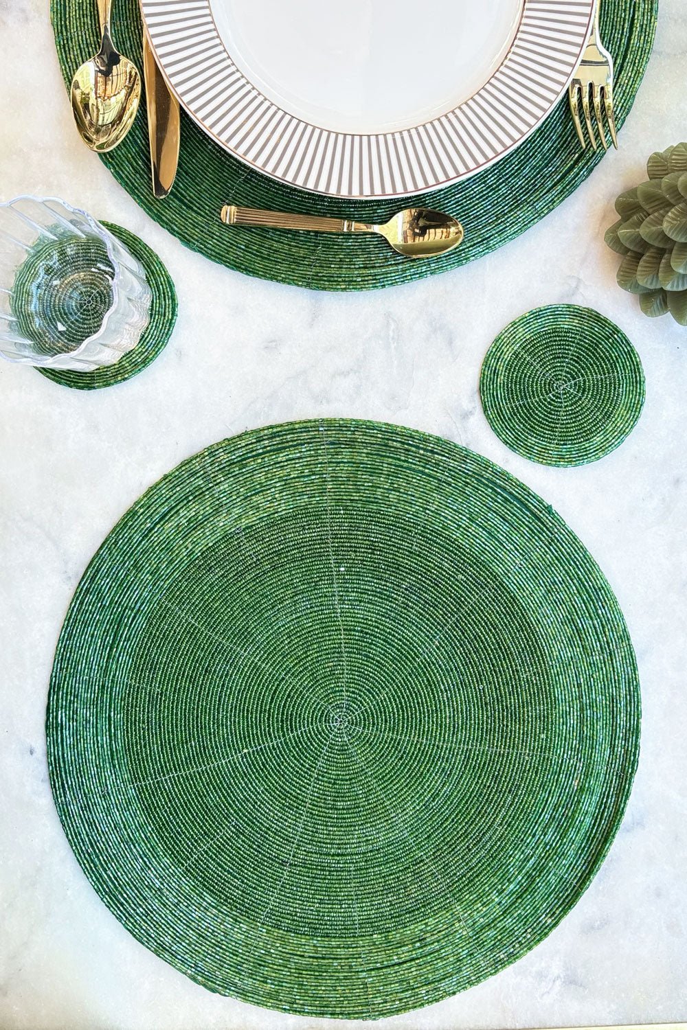 Individual Verde Bordado Con Cuentas Cristina Oria 