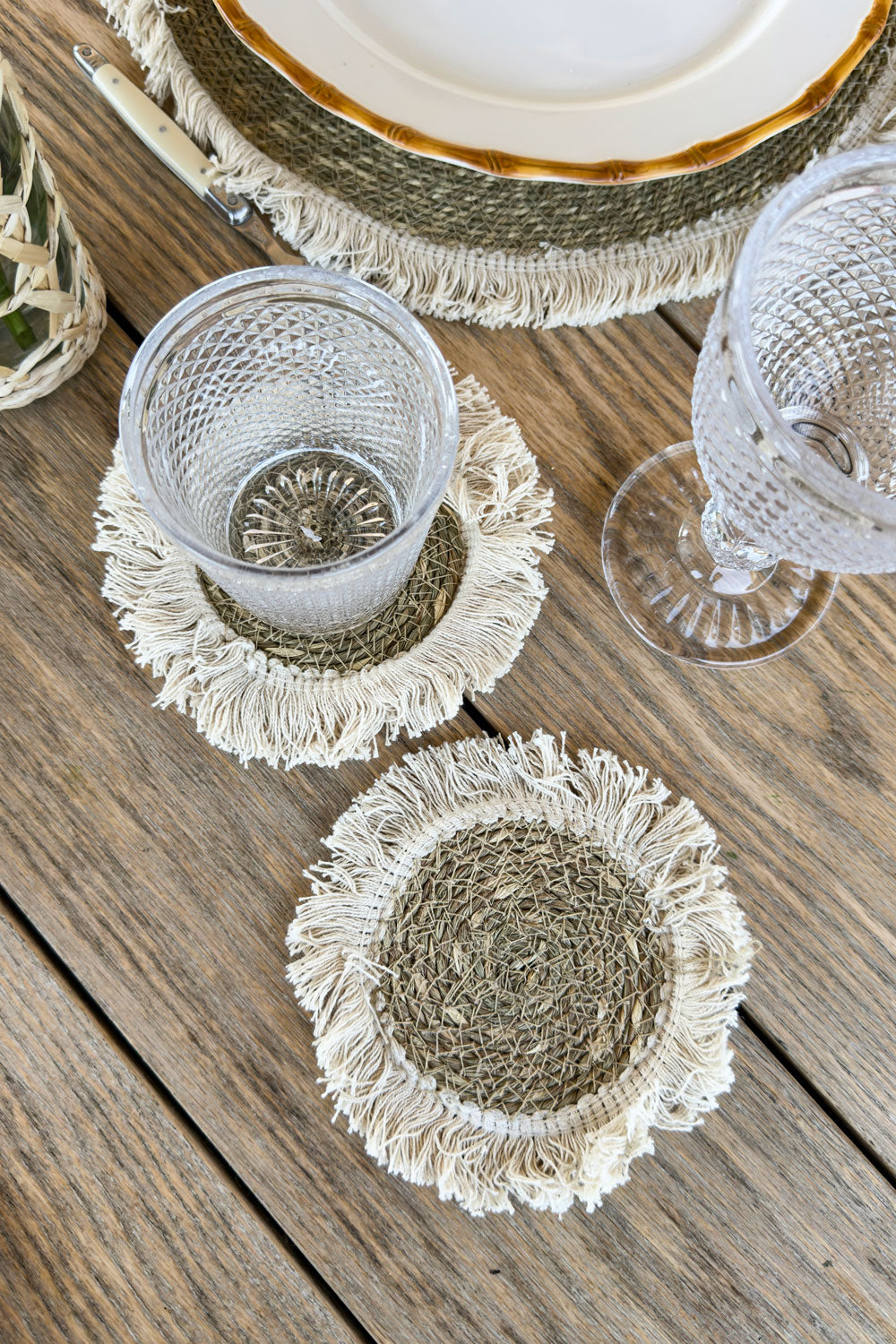 Detalles Posavaso Redondo De Seagrass Natural & Flecos Cristina Oria