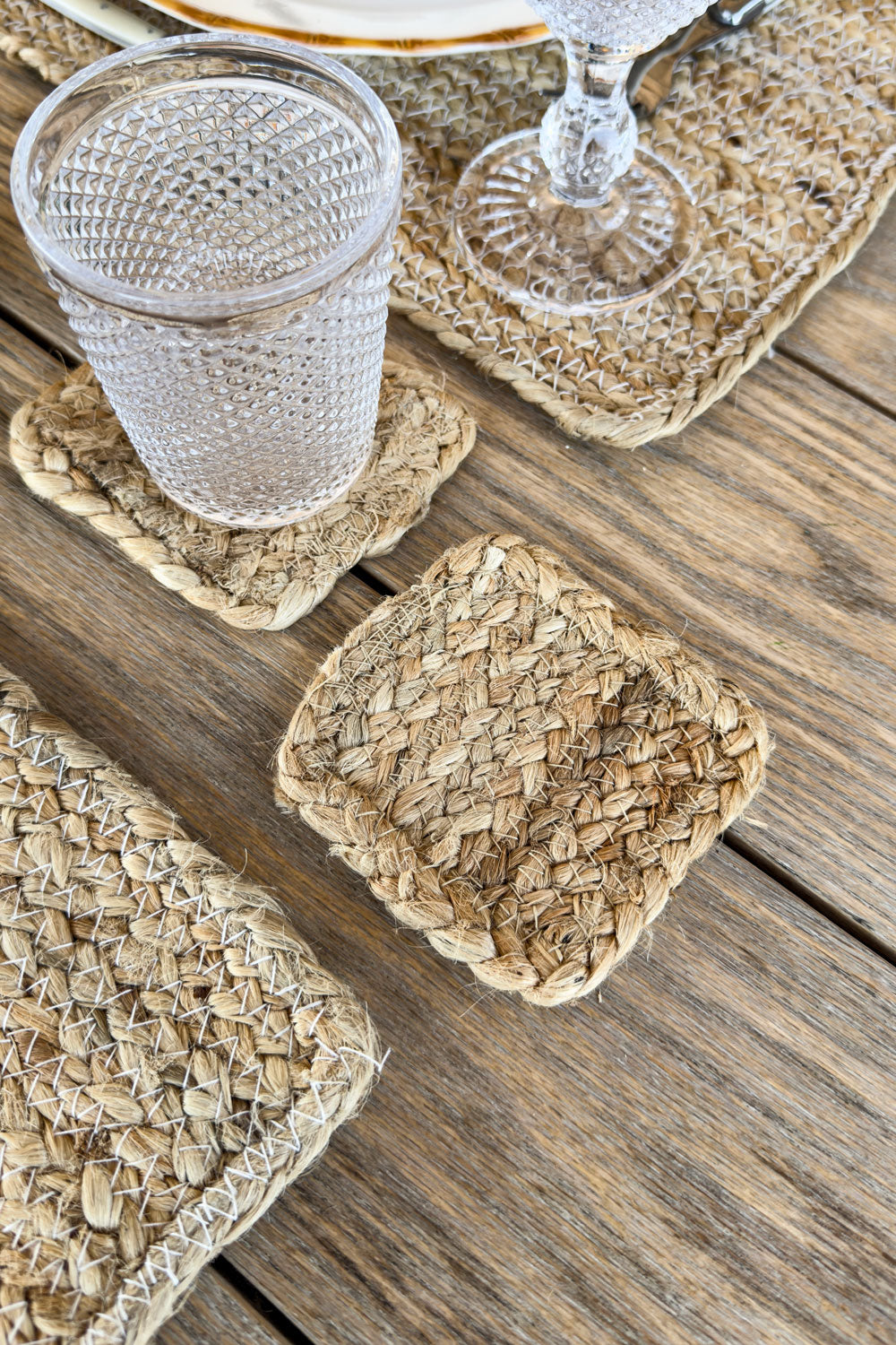 Detalles Posavasos Cuadrados De Yute Cristina Oria