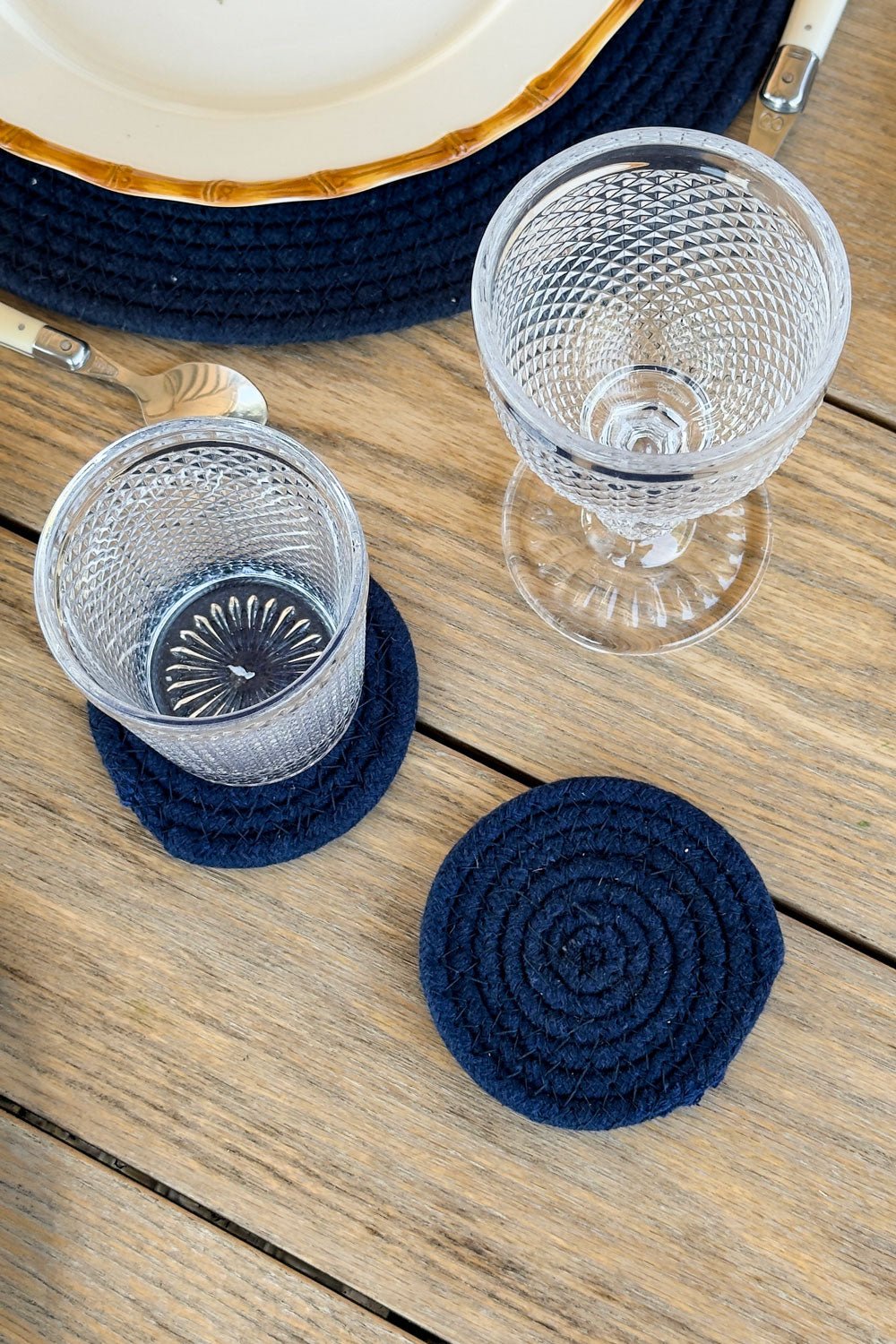 Runder Untersetzer Aus Marineblauer Jute Riviera