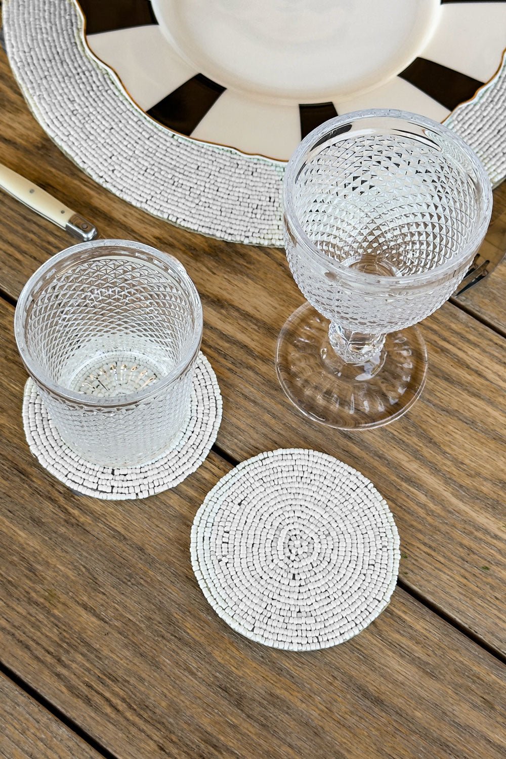 Detalles Set 6 Posavasos Espiral Blanco Con Cuentas Cristina Oria
