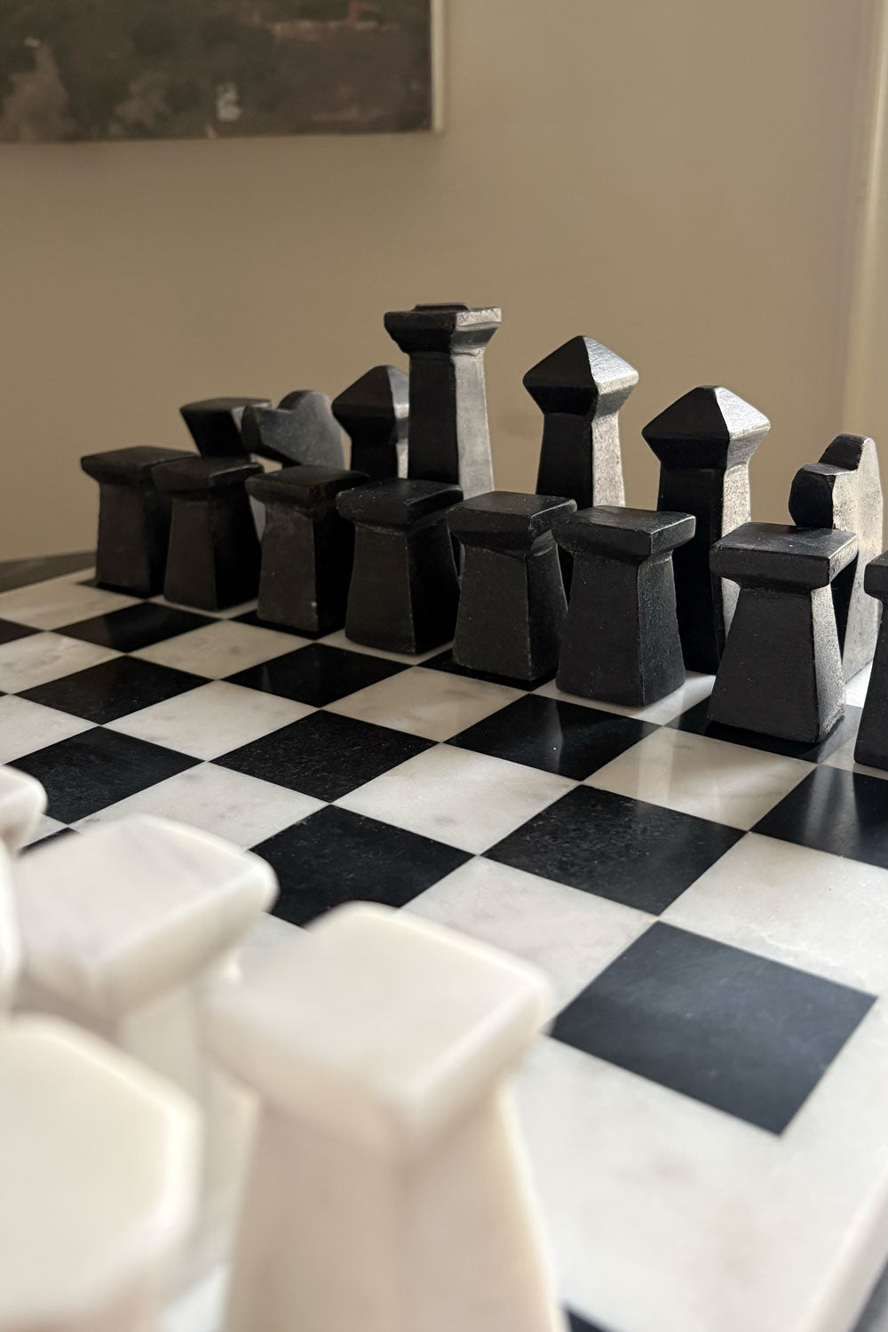 Ajedrez De Mármol Blanco Y Negro