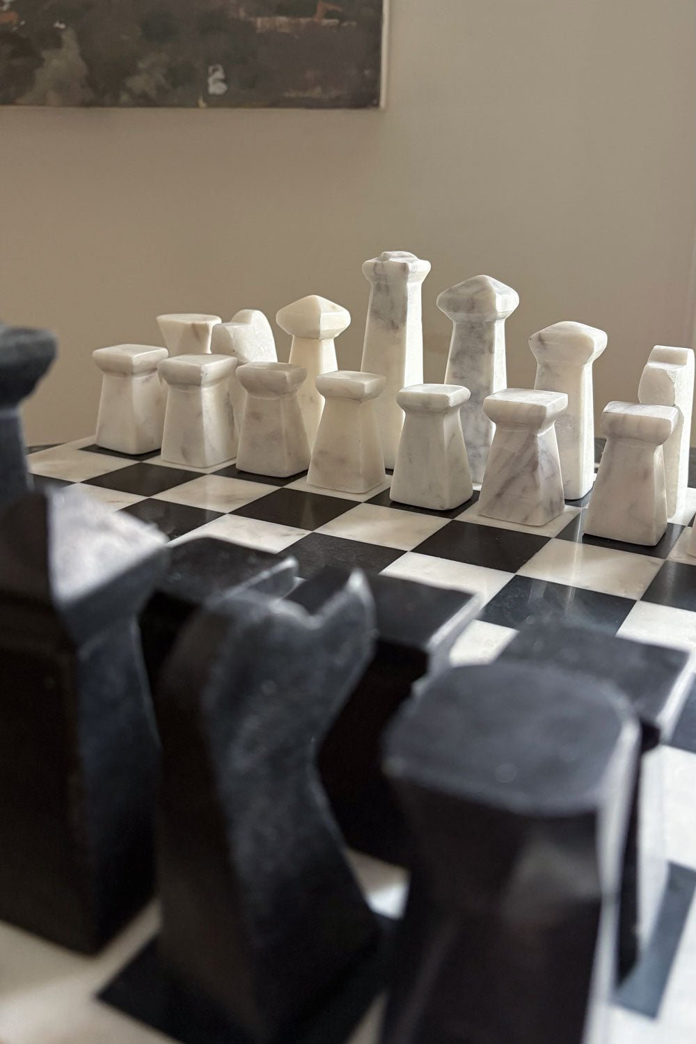 Ajedrez De Mármol Blanco Y Negro