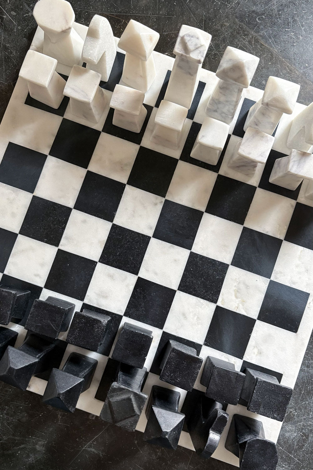 Ajedrez De Mármol Blanco Y Negro