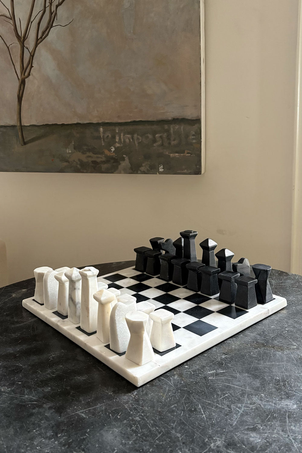 Ajedrez De Mármol Blanco Y Negro