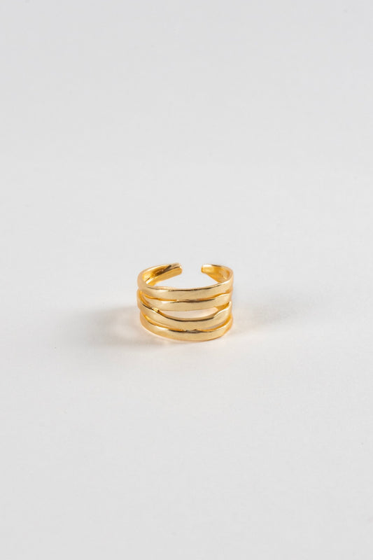 Anillo Dorado Ajustable Con Diseño De Cuatro Argollas Cristina Oria 