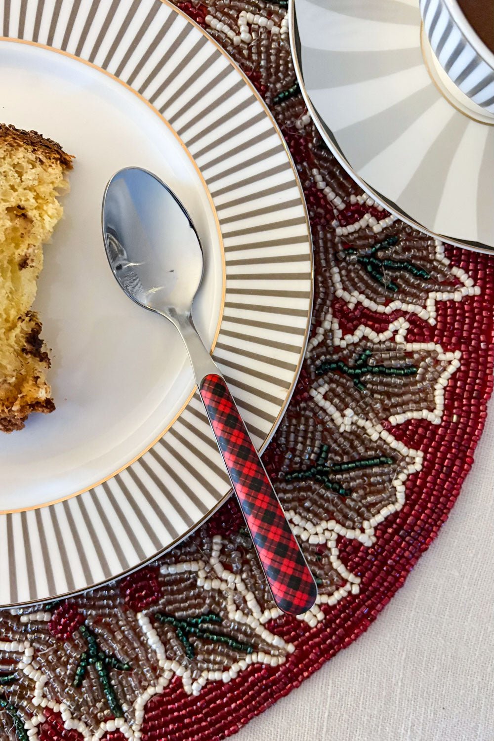 Cucharita Con Diseño Tartán Rojo Y Negro