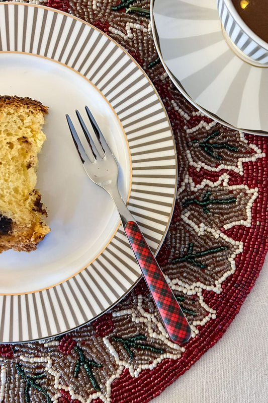 Fourchette avec Motif Tartan Rouge et Noir