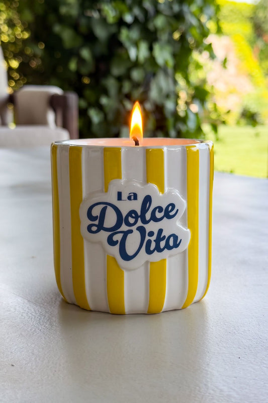Vela De Cerámica Diseño Rayas Pop Cristina Oria