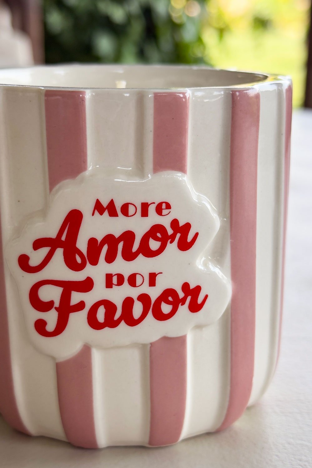 Detalles Rosa Vela De Cerámica Diseño Rayas Pop Cristina Oria