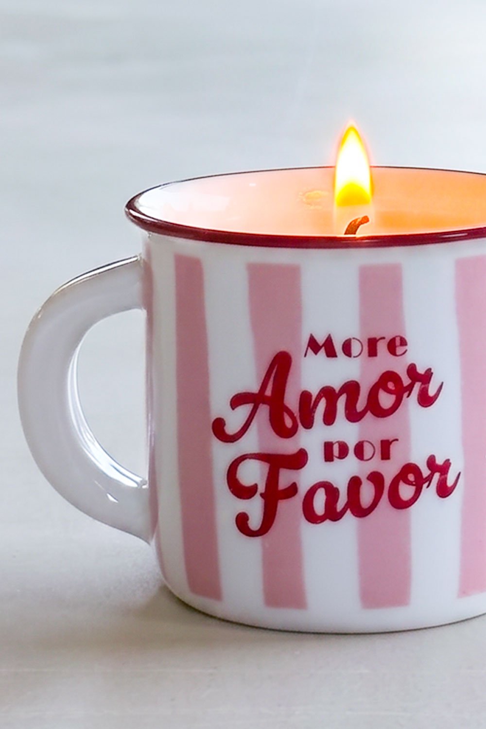Vela En Taza De Cerámica Diseño Rayas