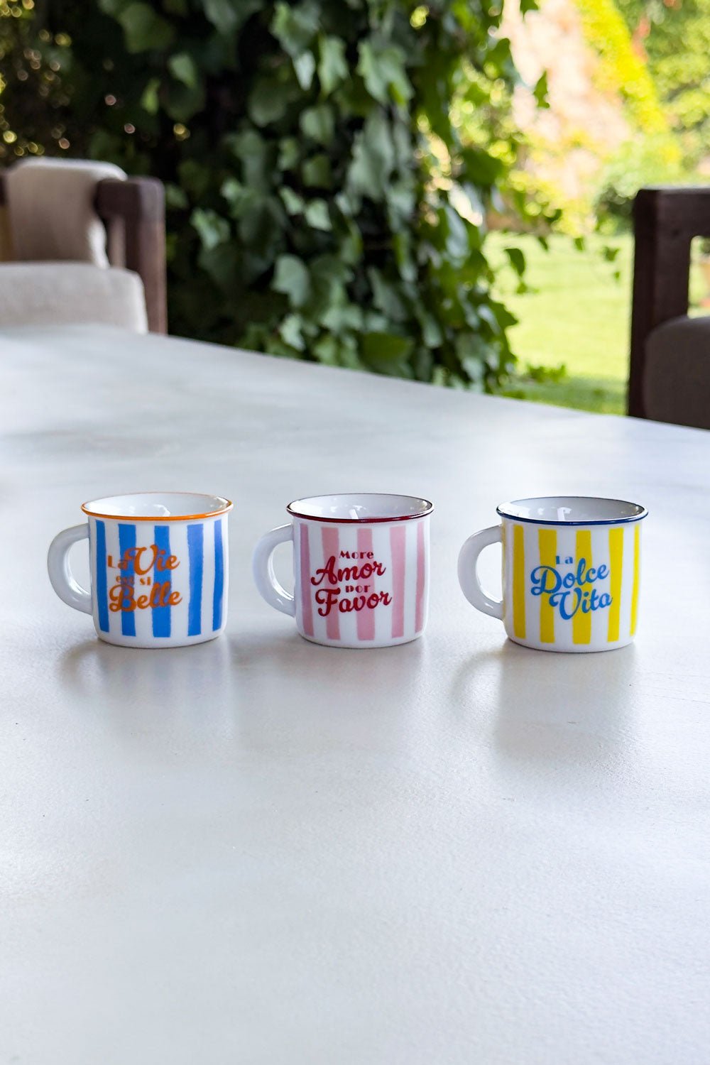 Vela En Taza De Cerámica Diseño Rayas