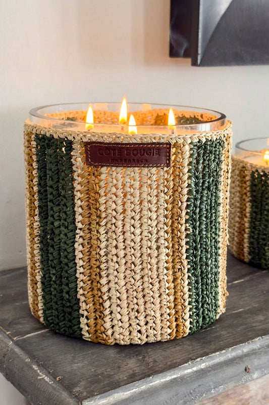 Vela Artesanal De Rafia Con Fragancia Menta Y Té Grande Cristina Oria