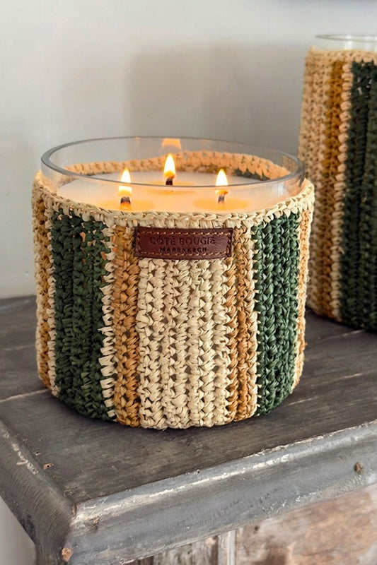 Vela Artesanal De Rafia Con Fragancia Menta Y Té Mediana Cristina Oria