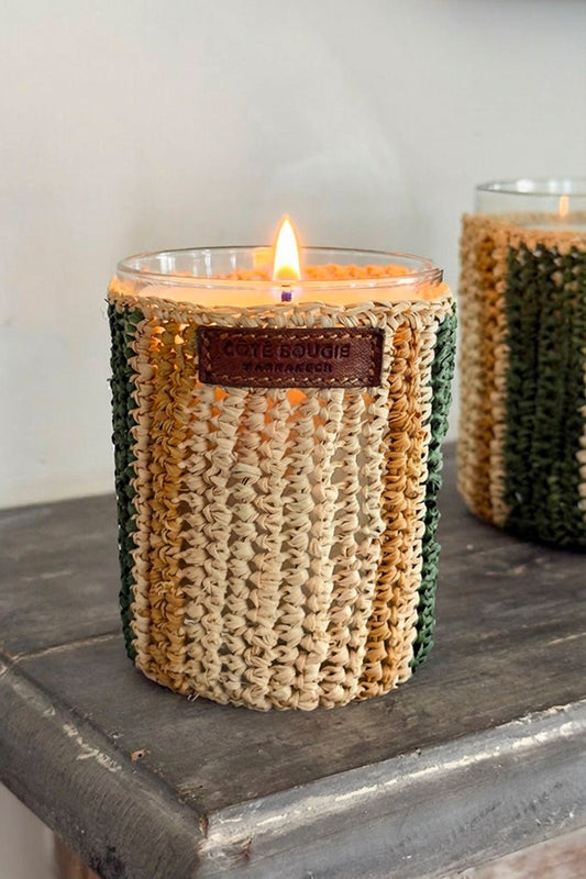 Vela Artesanal De Rafia Con Fragancia Menta Y Té Pequeña Cristina Oria