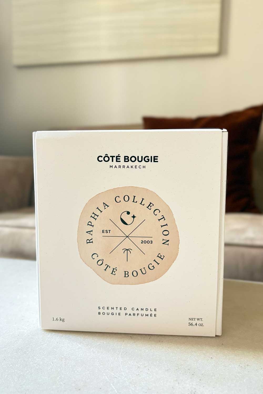 Detalle Caja Vela Artesanal De Cuero Y Rafia Con Fragancia Almizcle Grande Cristina Oria 