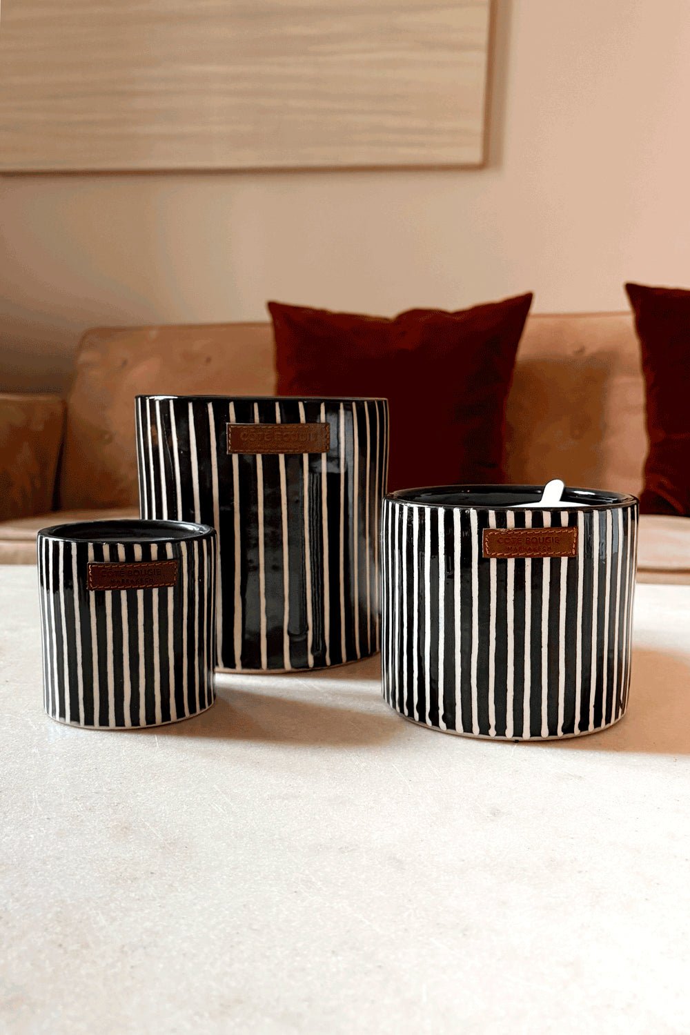 Vela Artesanal De Cerámica Con Fragancia Mandarina Pequeña