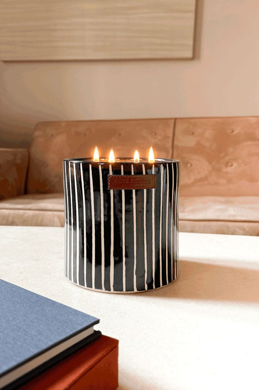 Vela Artesanal De Cerámica Con Fragancia Mandarina Grande