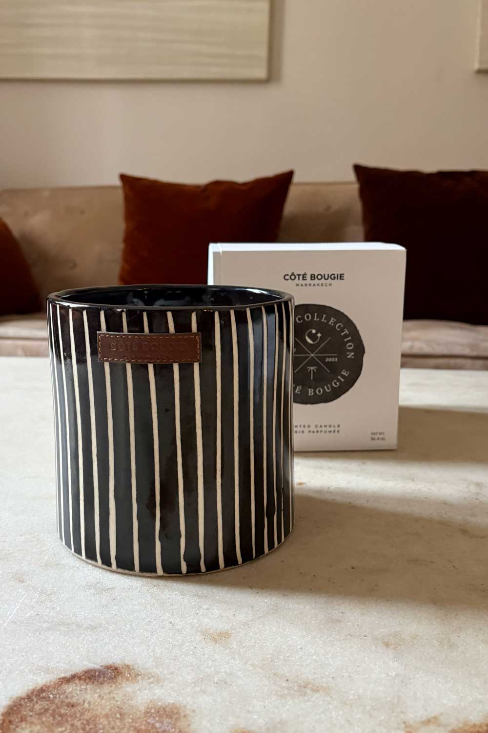 Vela Artesanal De Cerámica Con Fragancia Mandarina Mediana Cristina Oria 