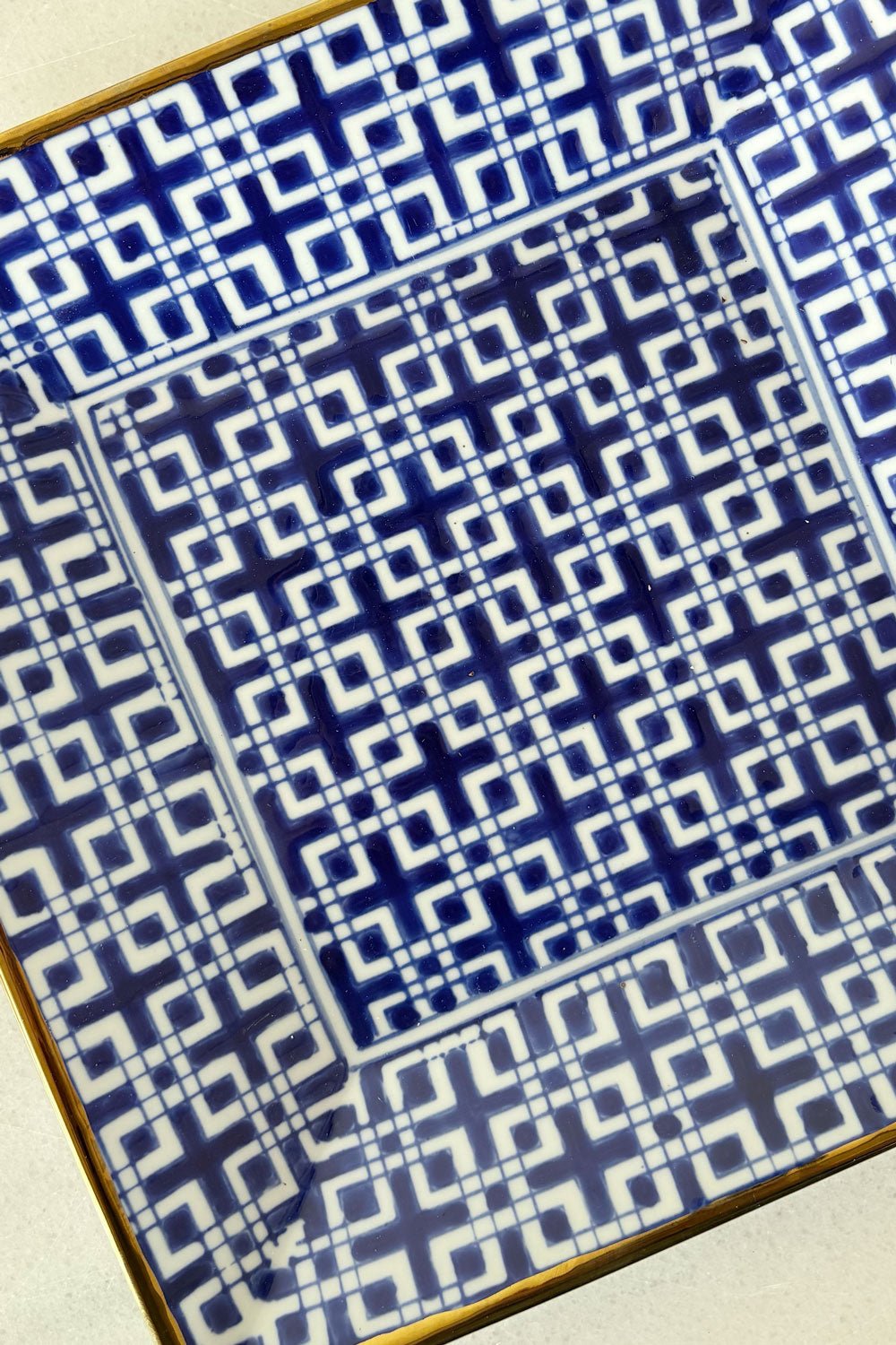 Cruz Bandeja Cuadrada De Porcelana Azul Y Blanca Cristina Oria