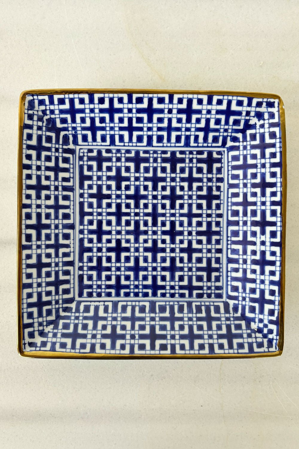 Detalles Bandeja Cuadrada De Porcelana Azul Y Blanca Cristina Oria