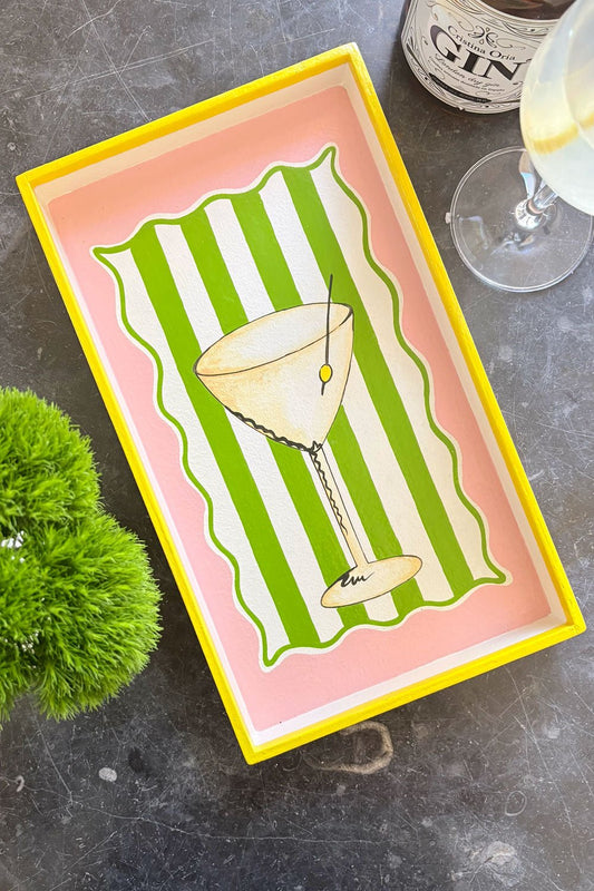Bandeja Diseño Martini Rosa Y Verde Cristina Oria