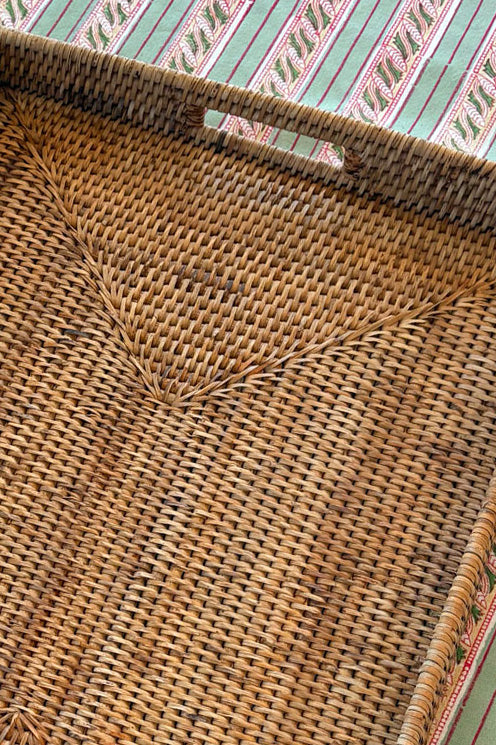 Detalles Bandeja Rectangular De Ratán Con Asas Cristina Oria