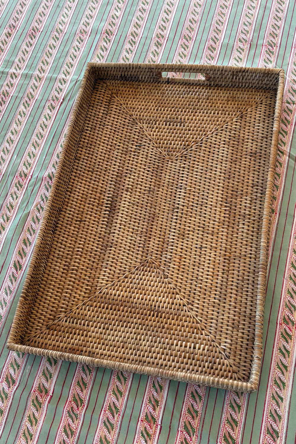 Bandeja Rectangular De Ratán Con Asas Cristina Oria
