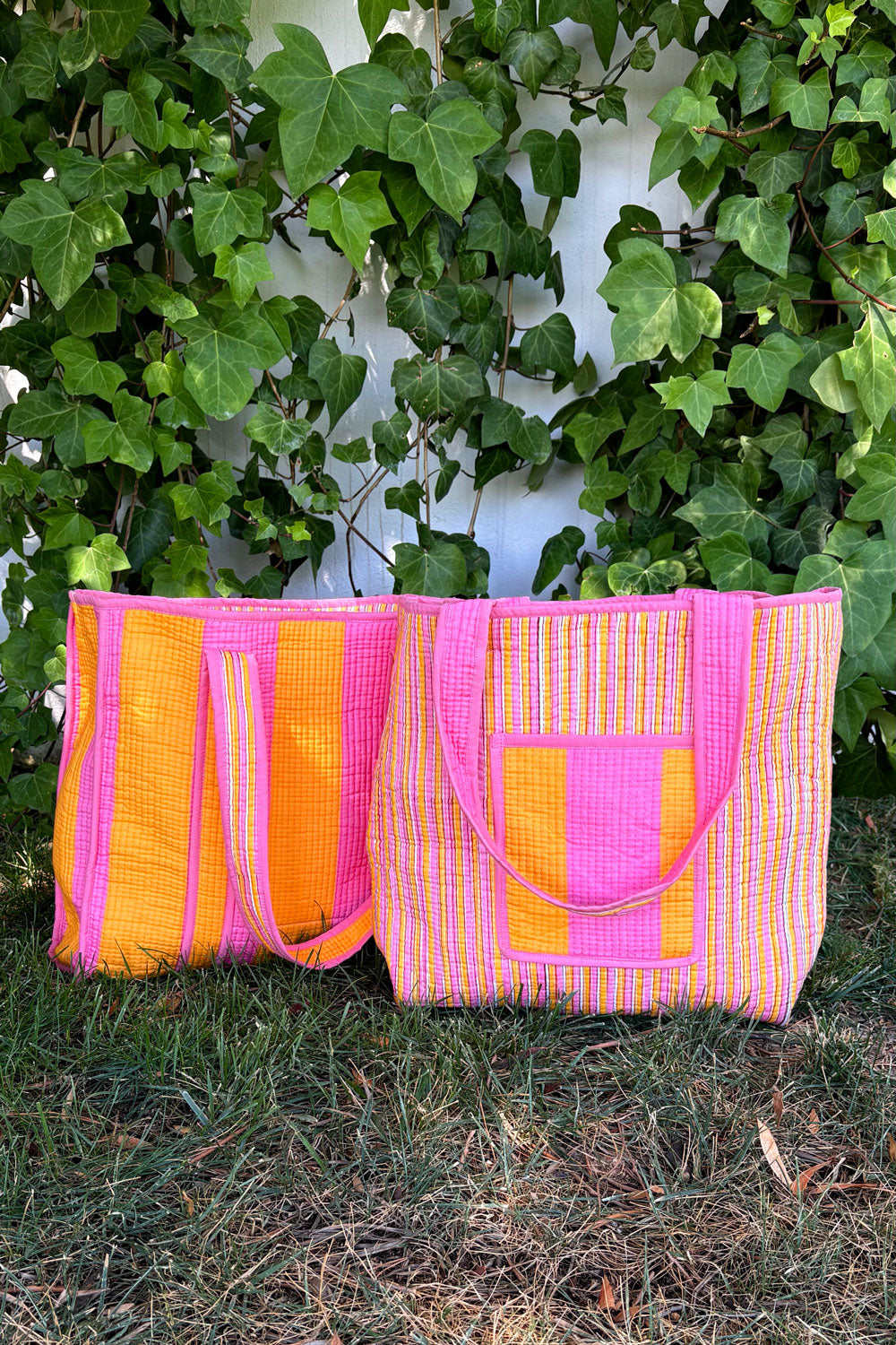 Reversibles Detalles Bolsa Rayas Rosas & Naranjas Cristina Oria