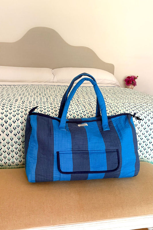 Bolsa De Viaje Rayas Azul Oscuro & Azul Claro Cristina Oria