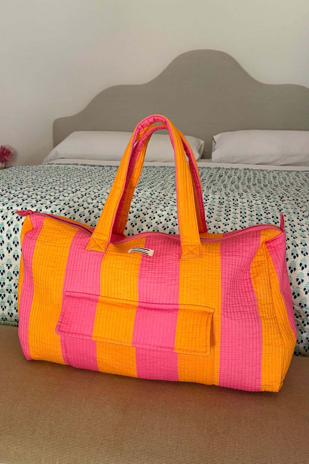 Bolsa De Viaje Rayas Rosas & Naranjas Cristina Oria