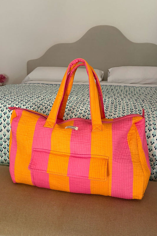 Bolsa De Viaje Rayas Rosas & Naranjas Cristina Oria