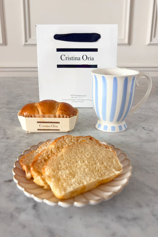 Detalles Lila Bolsa Taza Rayas Pastel Artesanal CO & Brioche Cristina Oria