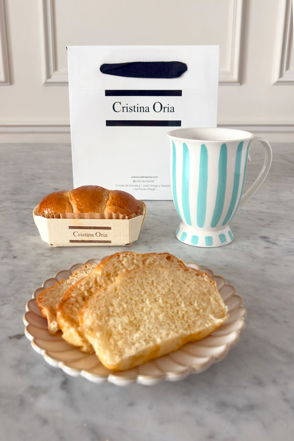 Bolsa Taza Rayas Pastel Artesanal CO & Brioche Cristina Oria