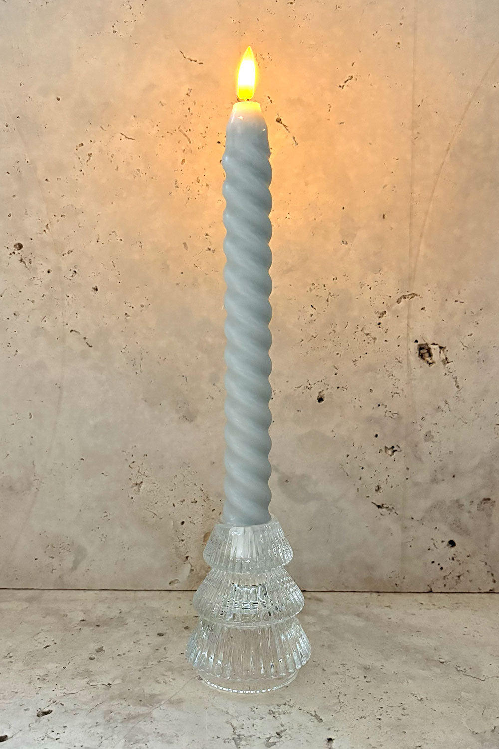 Detalle Vela Alta Portavelas Mini De Cristal Con Diseño De Árbol Transparente Cristina Oria 