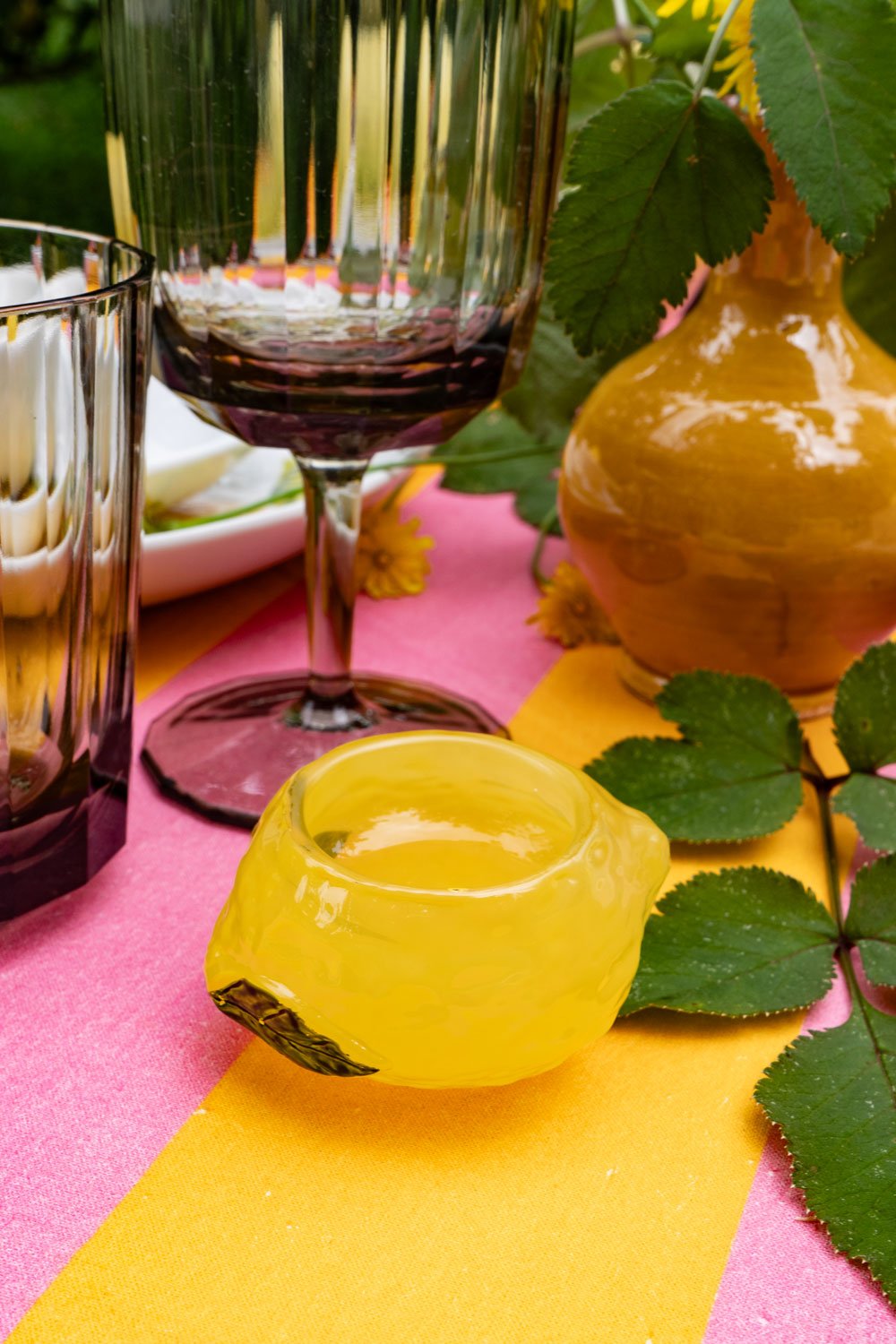 Wendbarer Glas-Kerzenhalter Mit Zitronen-Design