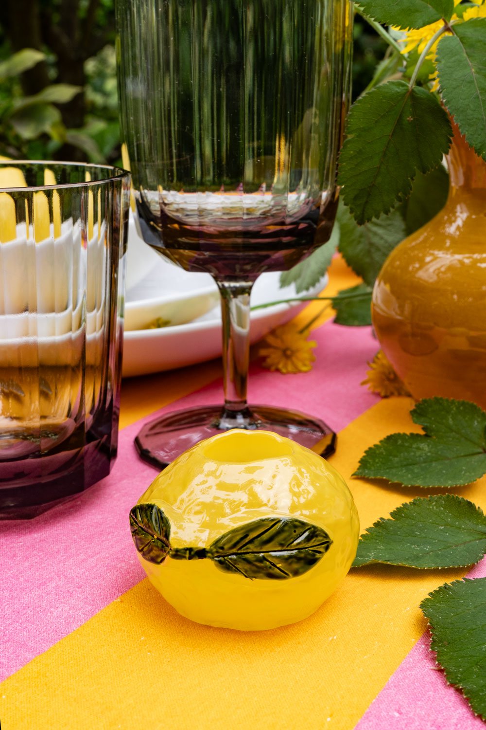 Wendbarer Glas-Kerzenhalter Mit Zitronen-Design