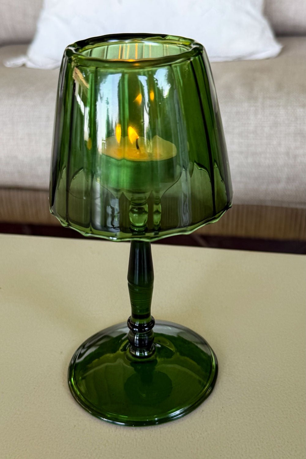 Detalles Candelabro De Cristal Con Diseño De Lámpara Verde Cristina Oria