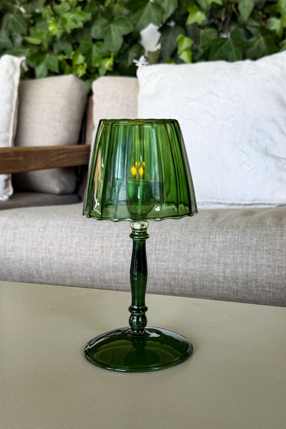Candelabro De Cristal Con Diseño De Lámpara Verde Cristina Oria