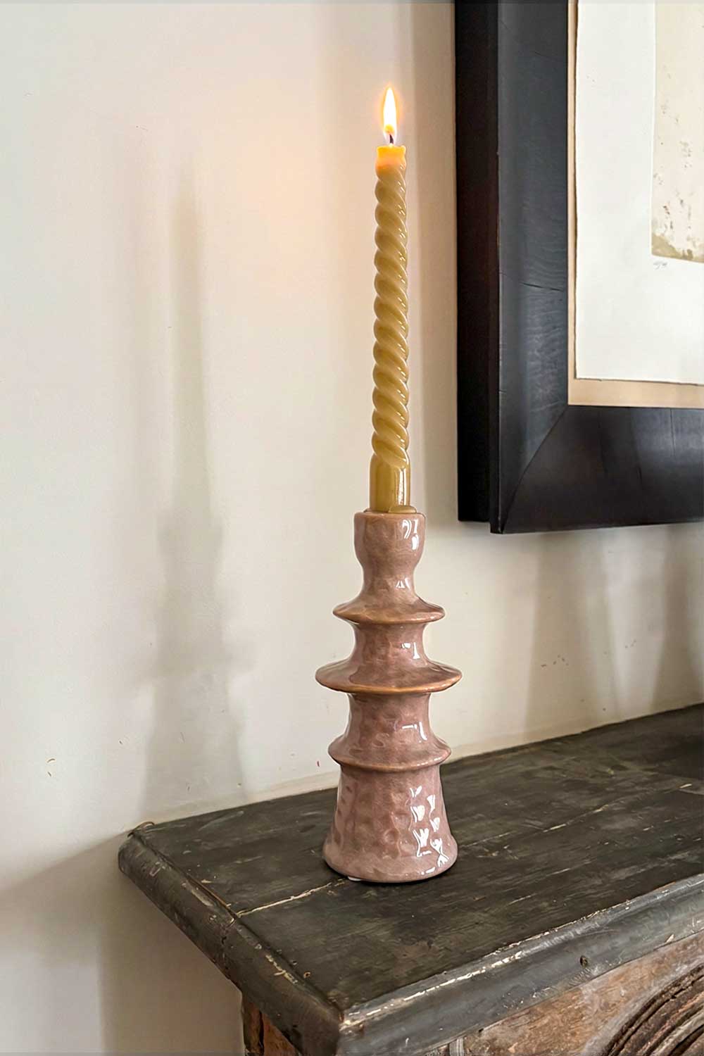 Candelabro Beige Diseño Platillos Escalonados Pequeño Cristina Oria