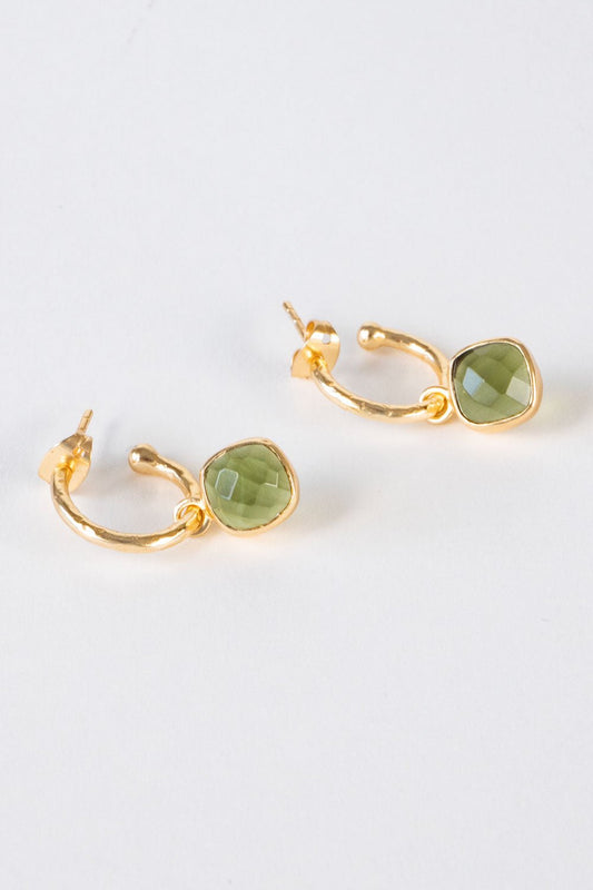Pendientes Dorados Con Piedras Verdes Cristina Oria