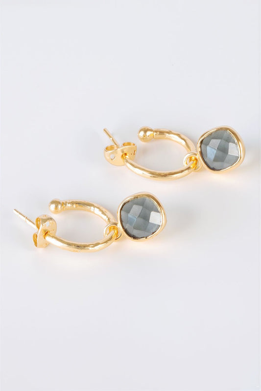 Pendientes Dorados Con Piedras Azules Cristina Oria