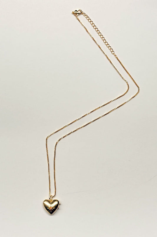 Collar Dorado Con Colgante Diseño Corazón Y Circonita Naranja Cristina Oria 