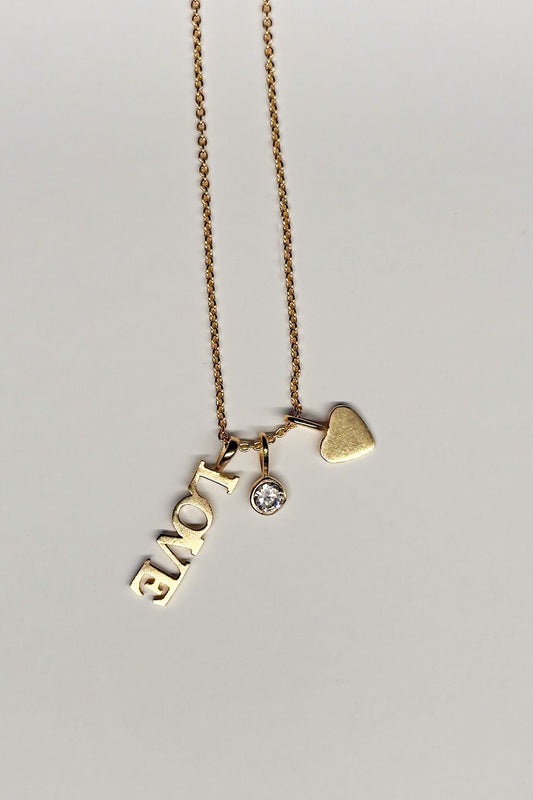 Collar Dorado Con Colgante Triple Love Cristina Oria 