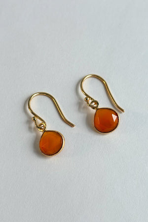 Pendientes Dorados Con Piedras Cornalinas Naranjas Cristina Oria 